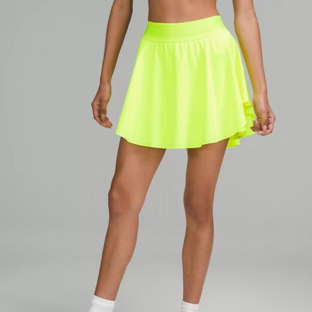 ❤️ Lululemon Court Rival HR High-Rise Skirt Long Tall Highlight Yellow Size 2